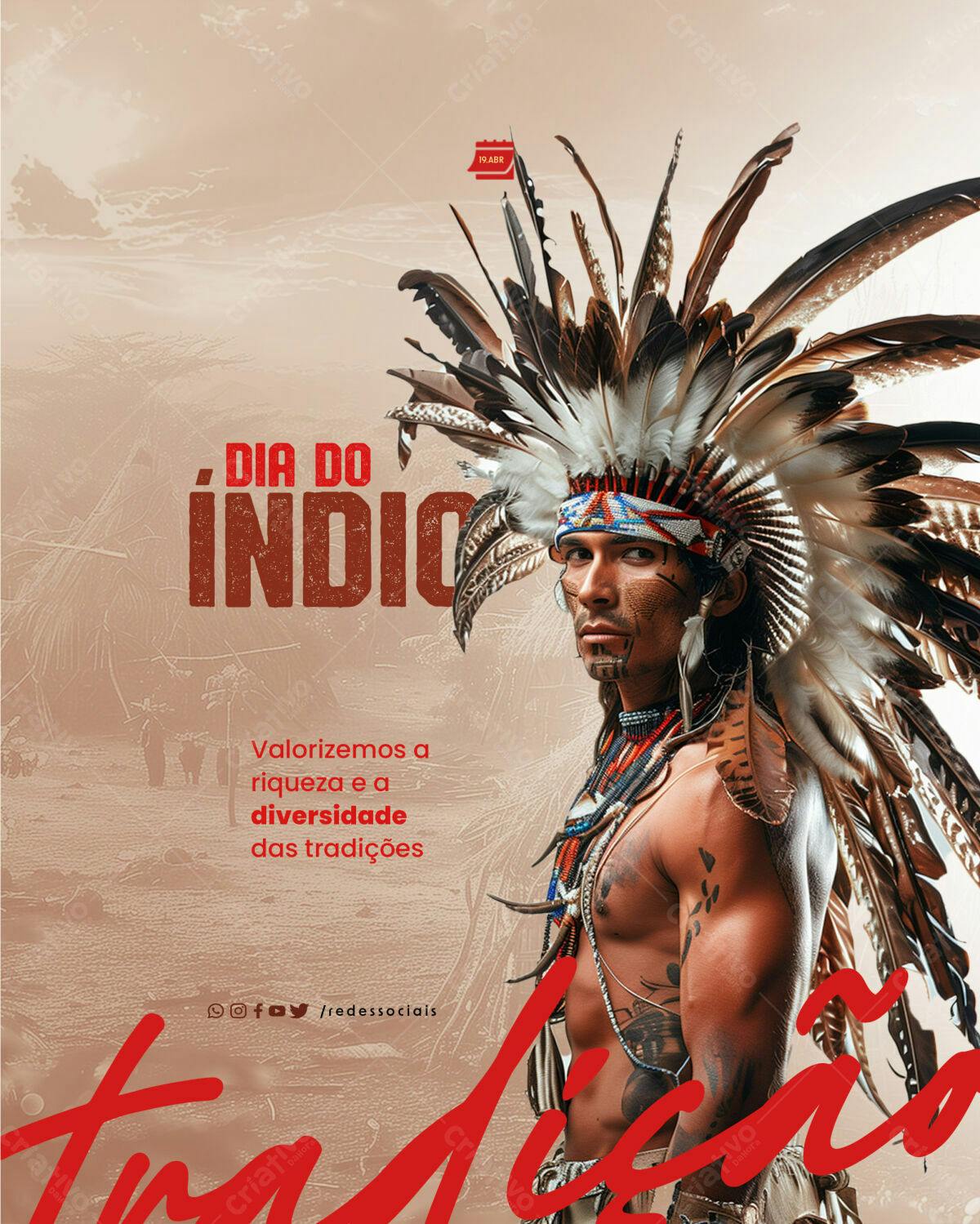 Flyer Dia do Índio PSD Editável