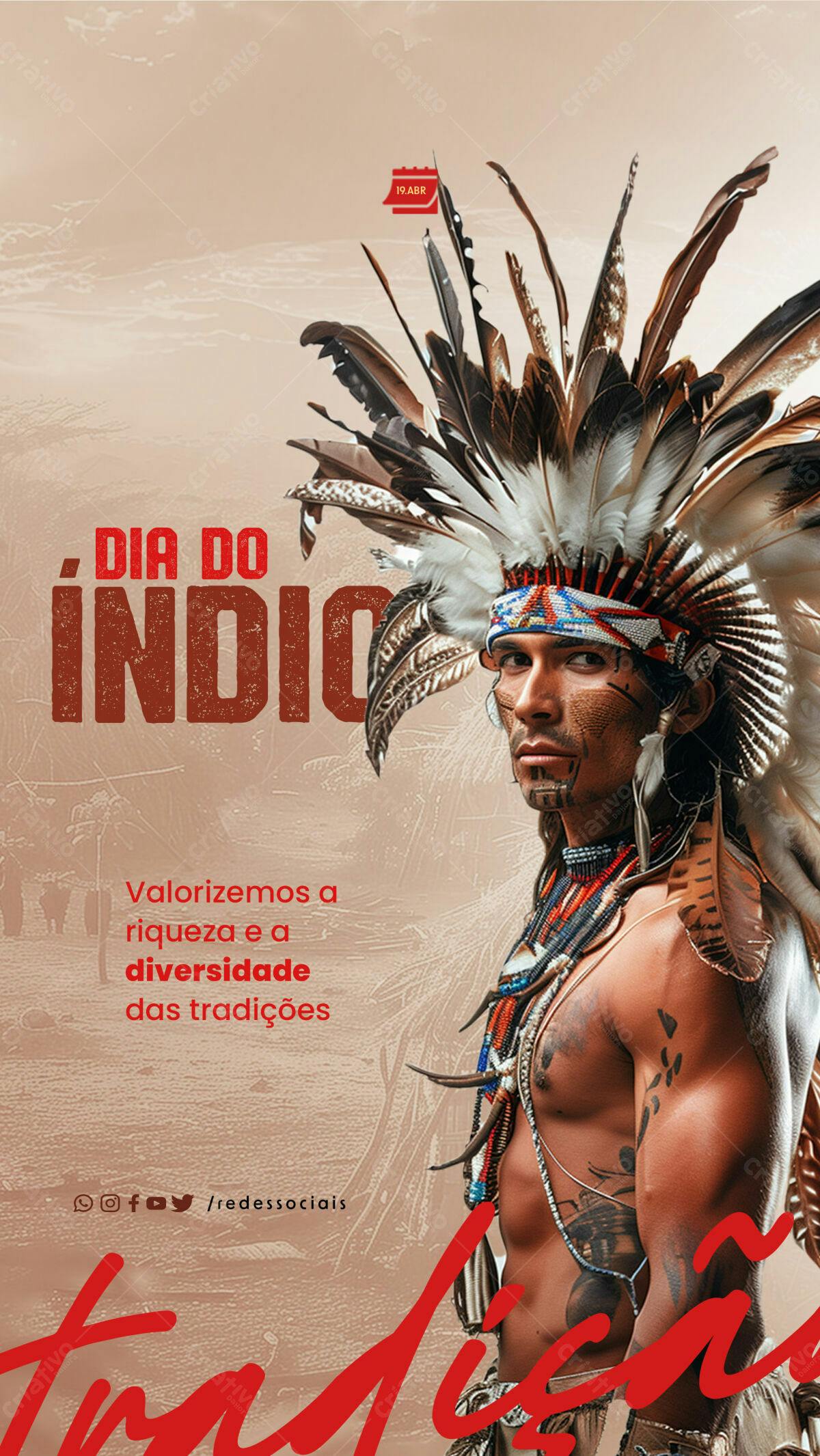 Flyer Dia do Índio PSD Editável