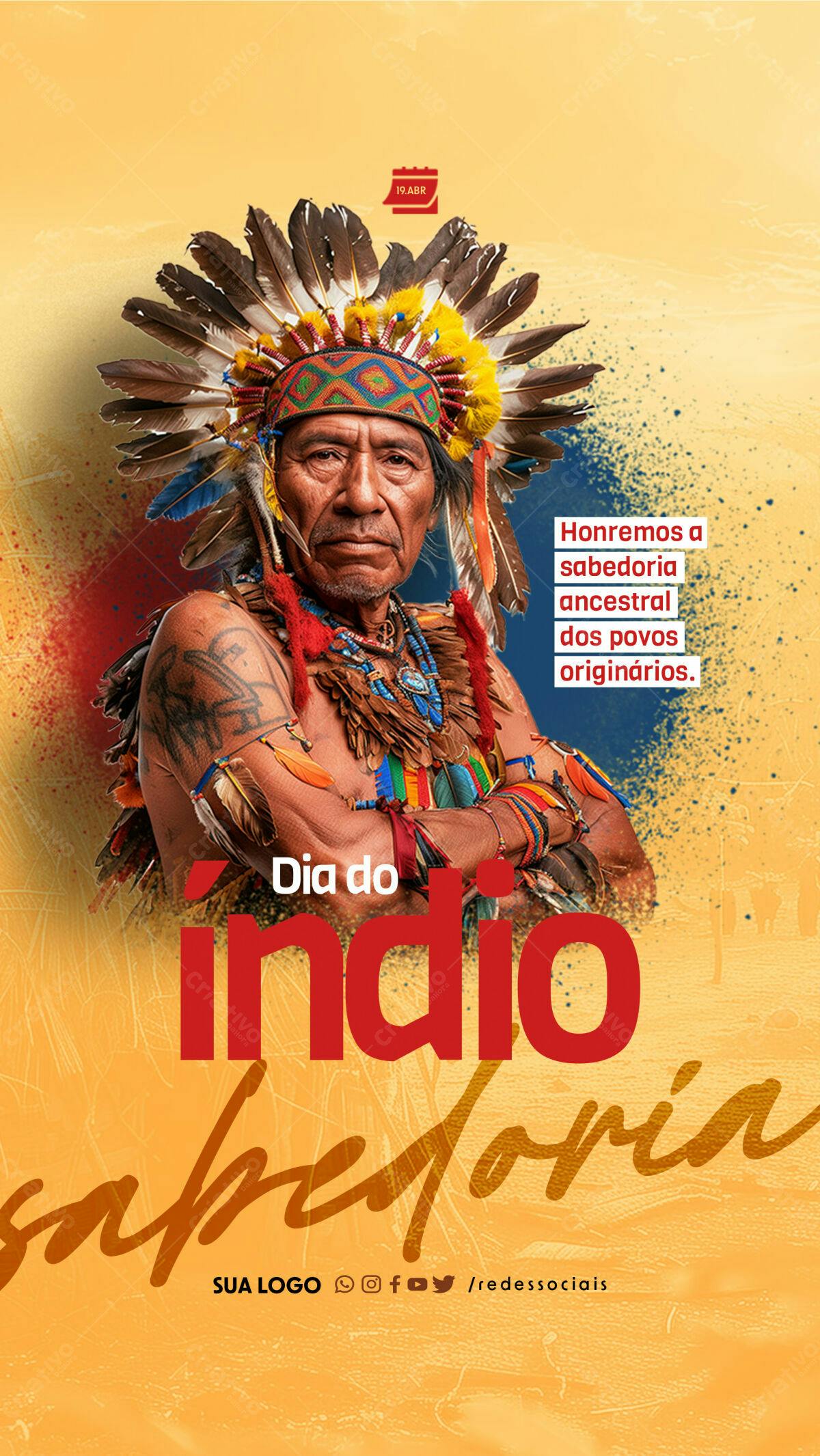 Flyer Dia do Índio PSD Editável