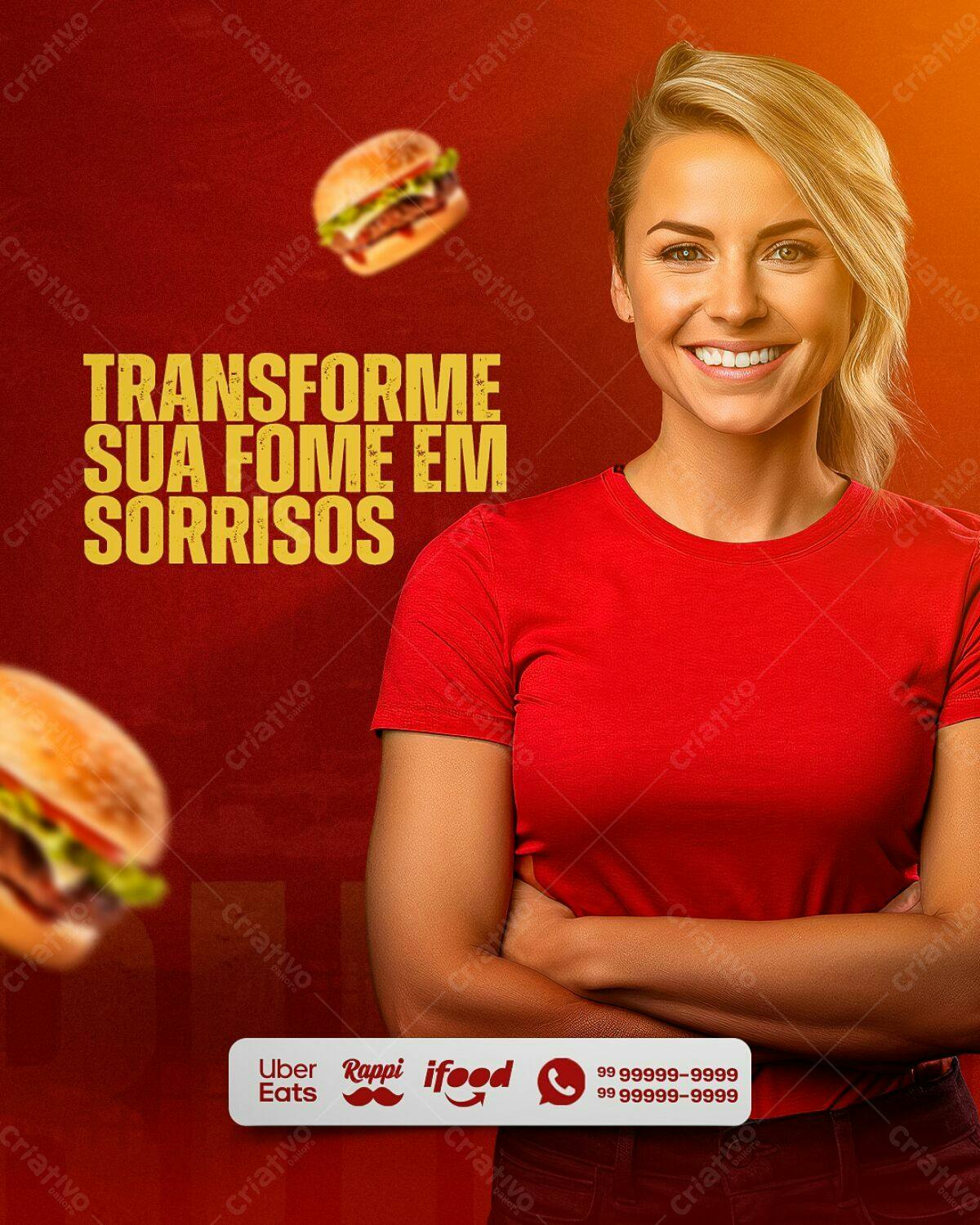 Flyer para Delivery de Hambúrguer PSD Editável
