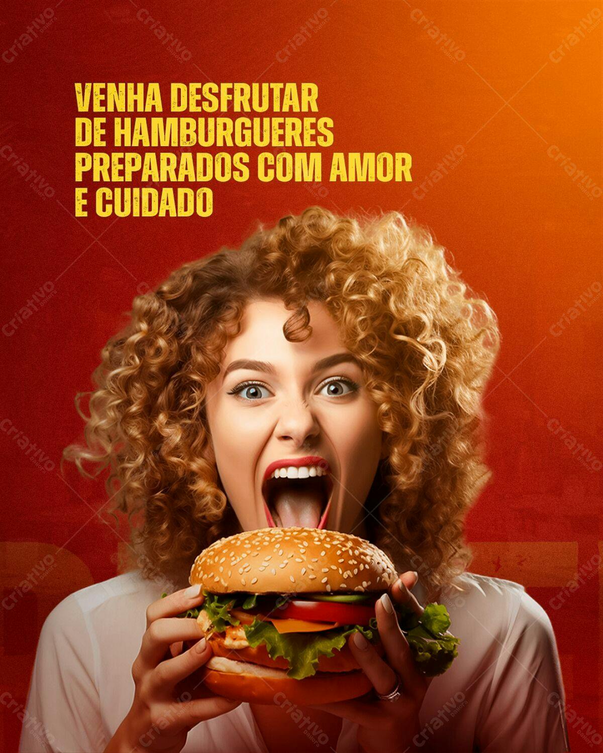 Flyer para Lançamento de Hambúrgueres PSD Editável