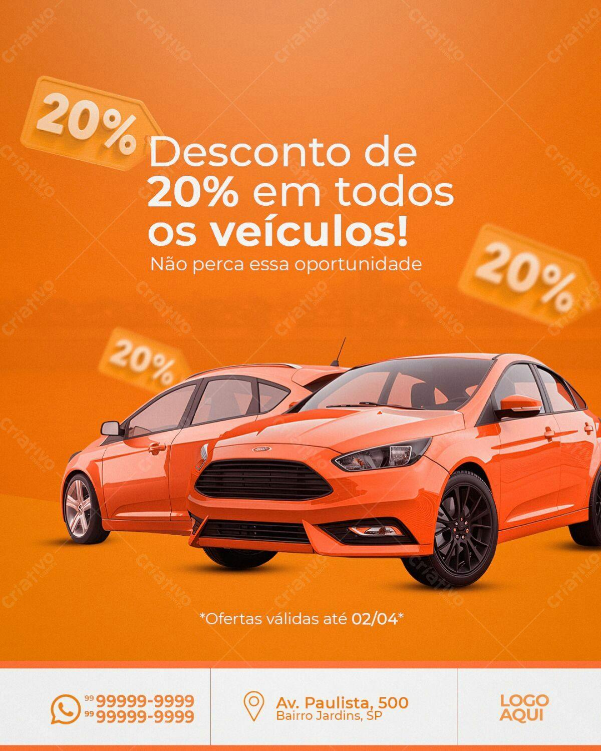 Flyer Promoção 20% Veículos PSD Editável