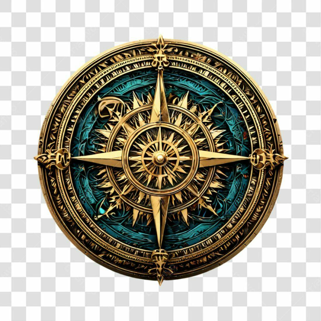 Ícone Bússola Dourada e Azul PNG com fundo transparente