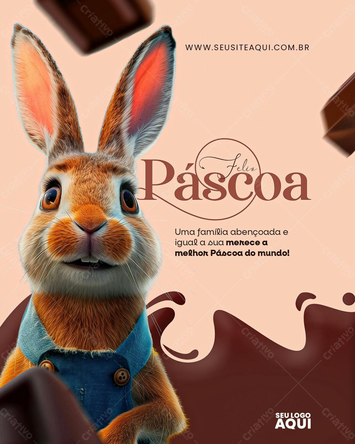 Flyer Páscoa com Coelho PSD Editável