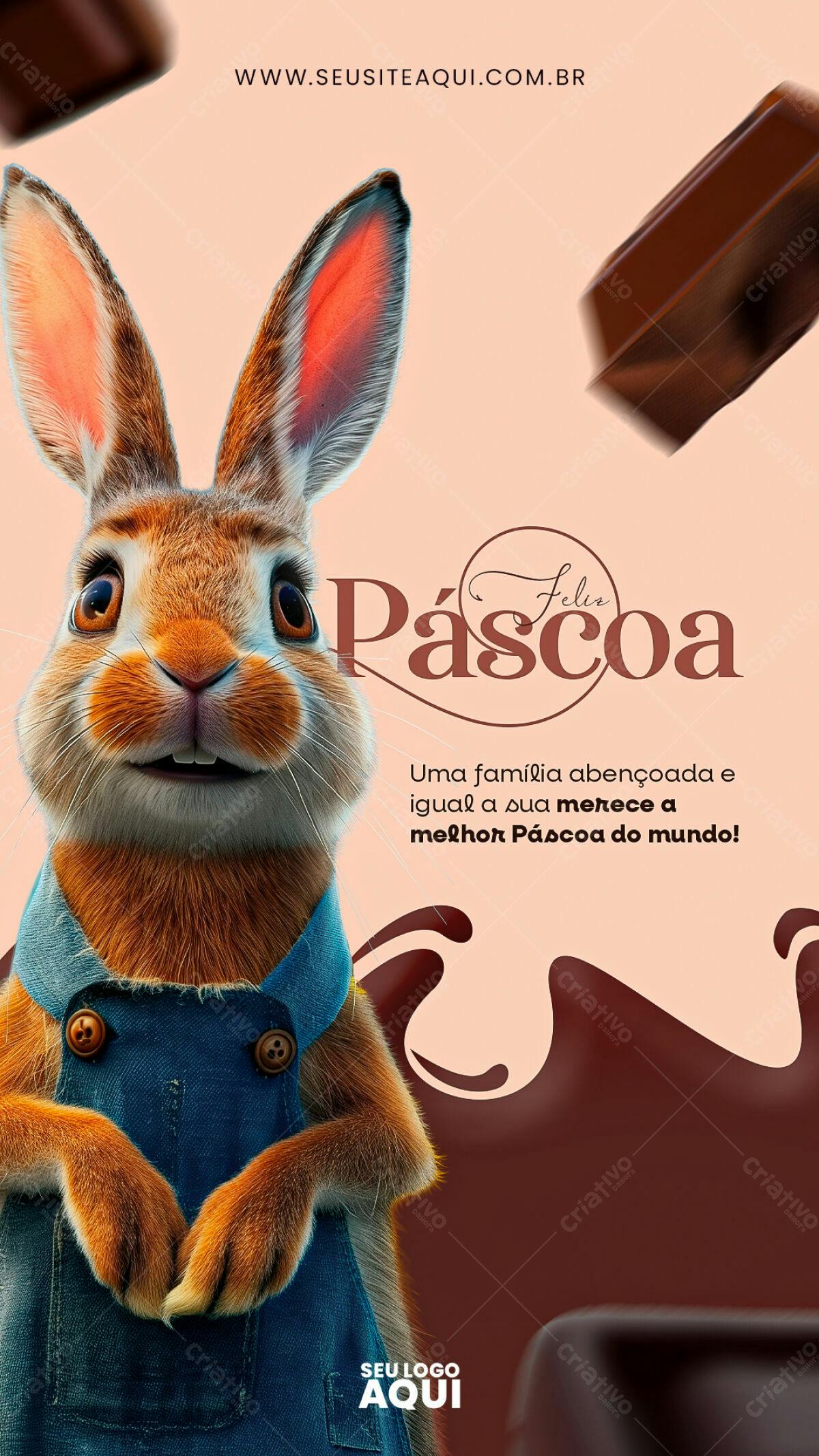 Flyer Páscoa com Coelho PSD Editável