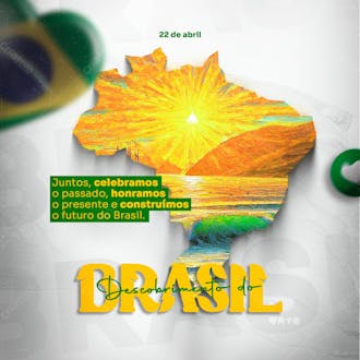 Juntos celebramos o brasil psd editável para o descobrimento dia 22 de abril