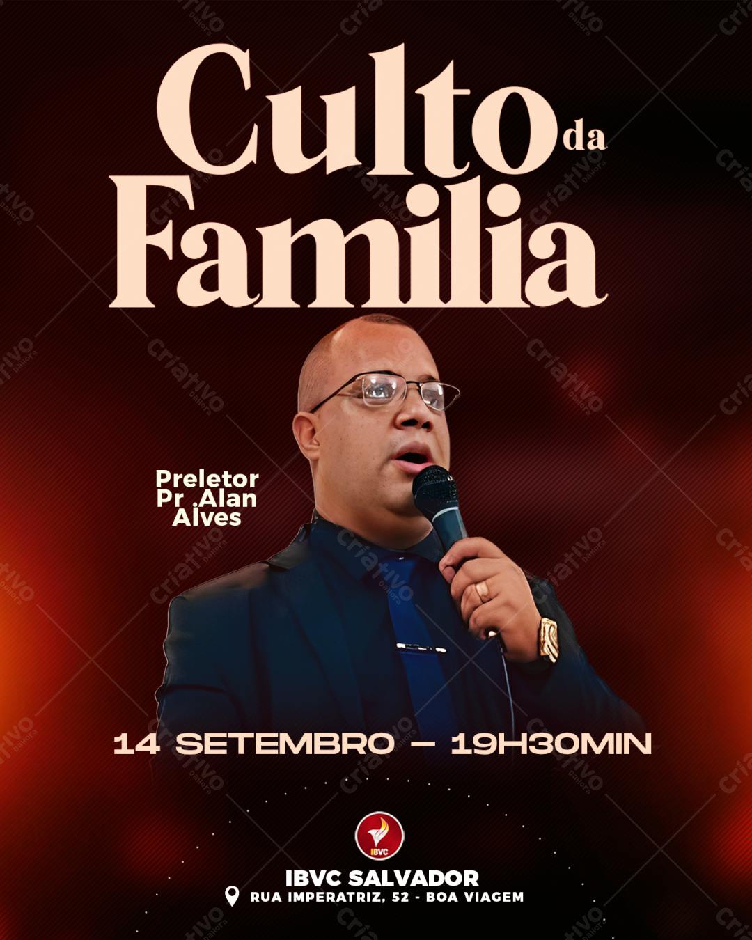 Flyer para Culto da Família PSD Editável