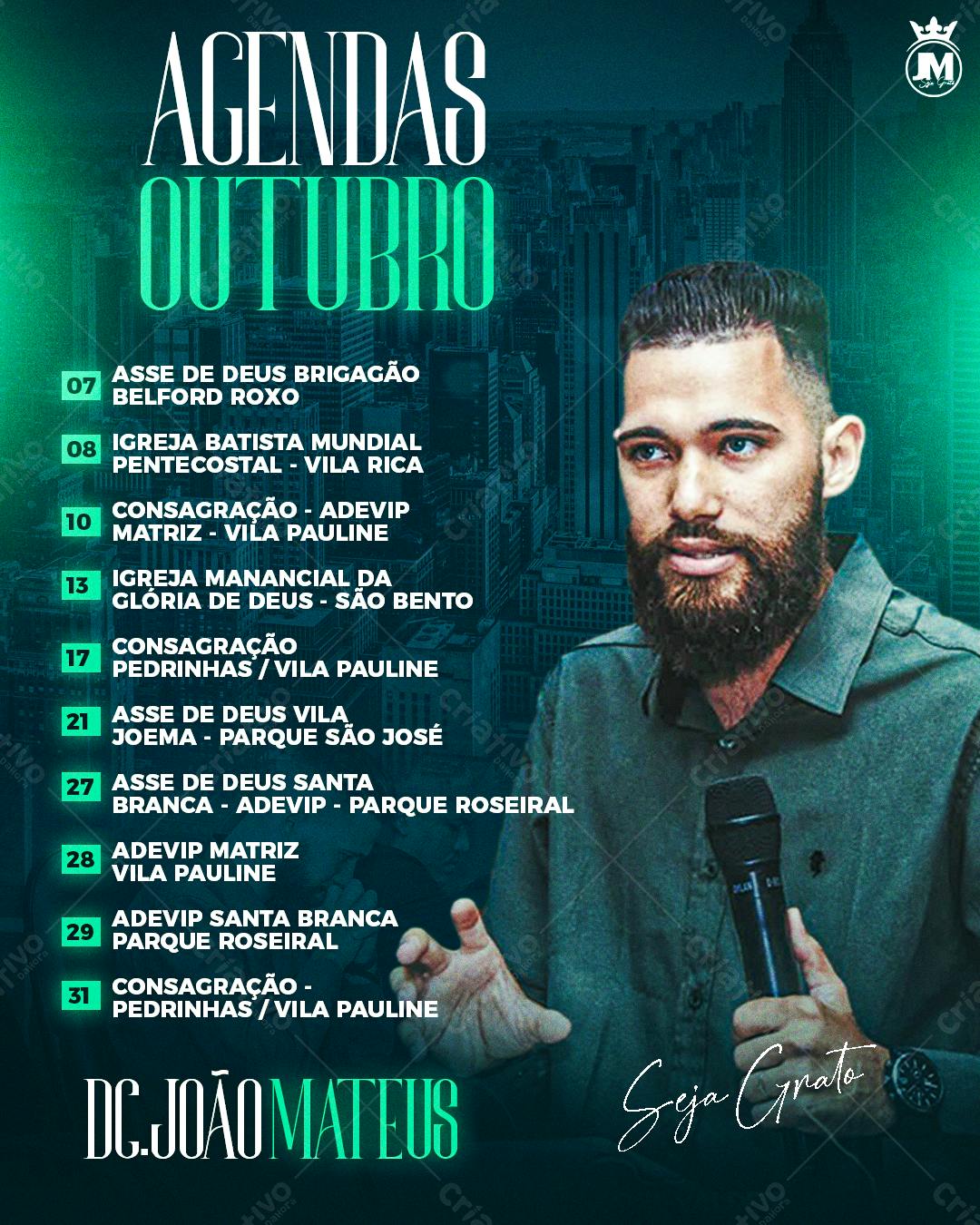 Flyer Agenda Outubro Dc João Mateus PSD Editável