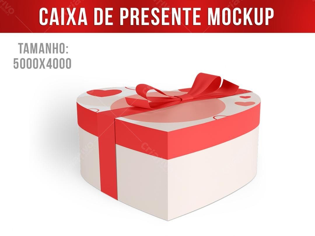 Mockup Caixa Presente Romântica: Vermelho e Bege