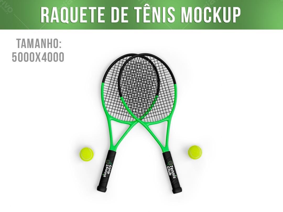 Mockup Raquetes de Tênis Verde e Preto