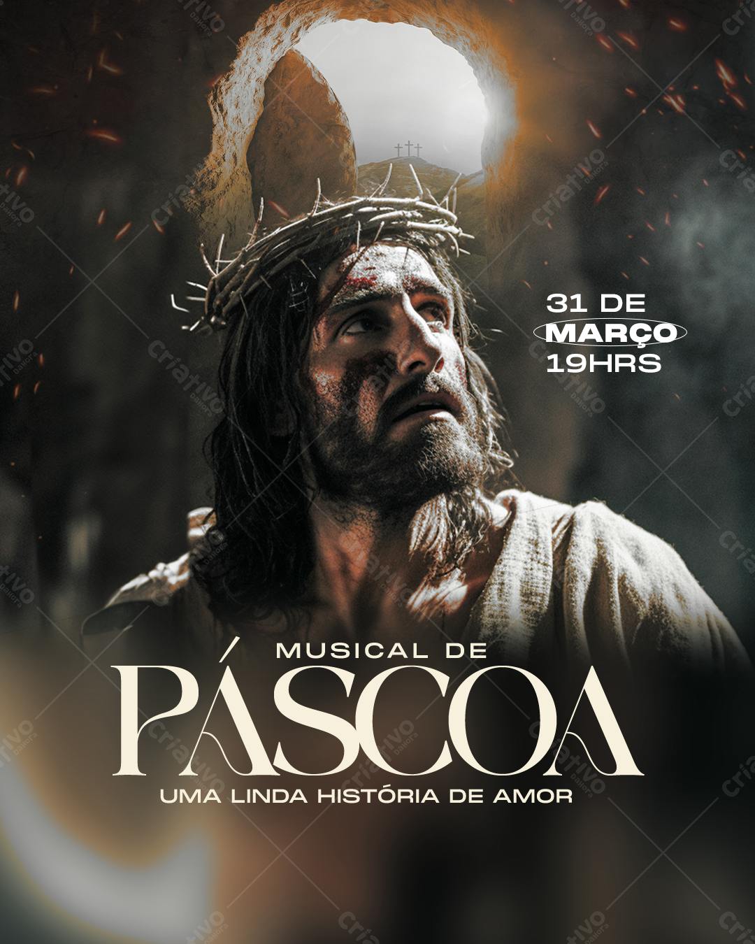 Flyer Musical de Páscoa PSD Editável