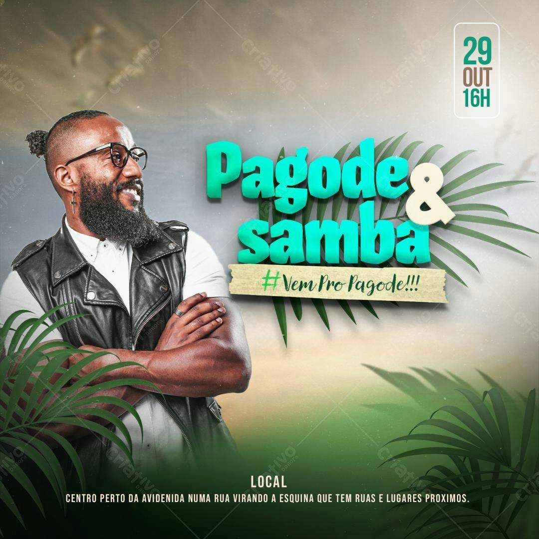 Mockup de Flyer para Pagode e Samba com Homem Negro