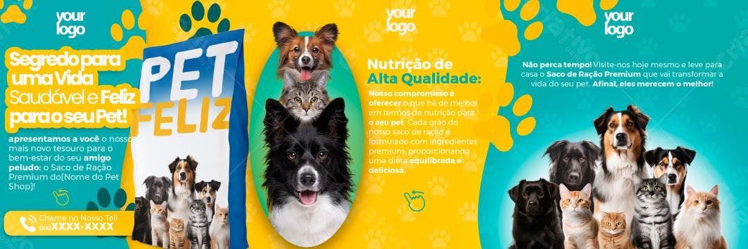 Flyer Ração Premium para Pets PSD Editável