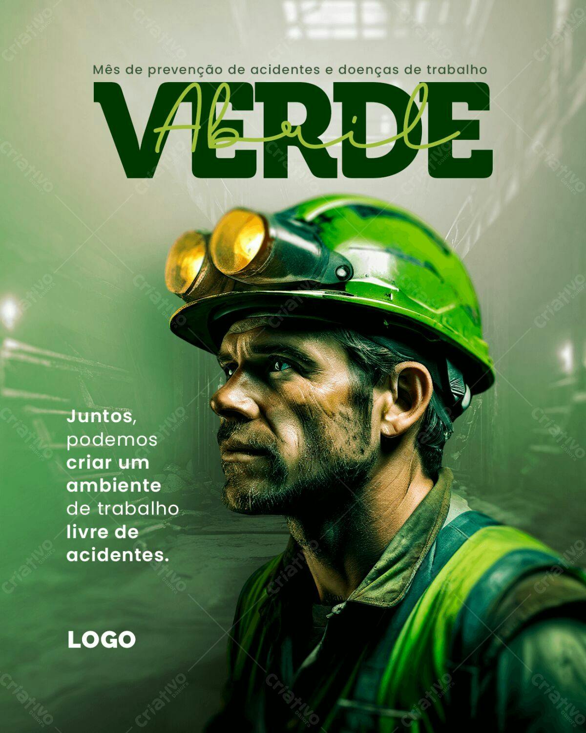 Poster Abril Verde Prevenção de Acidentes PSD Editável