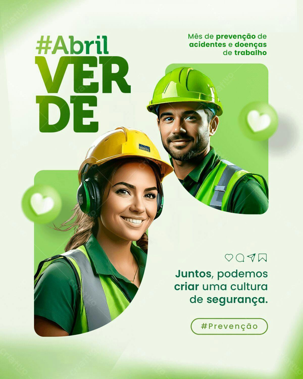 Post Abril Verde Prevenção de Acidentes PSD Editável