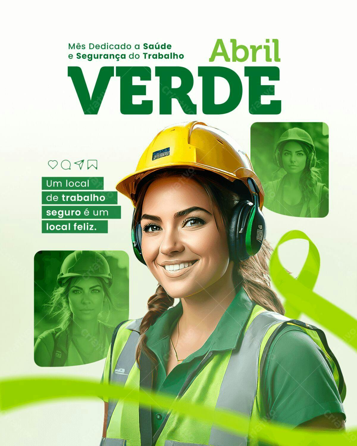Flyer Abril Verde Saúde e Segurança do Trabalho PSD Editável