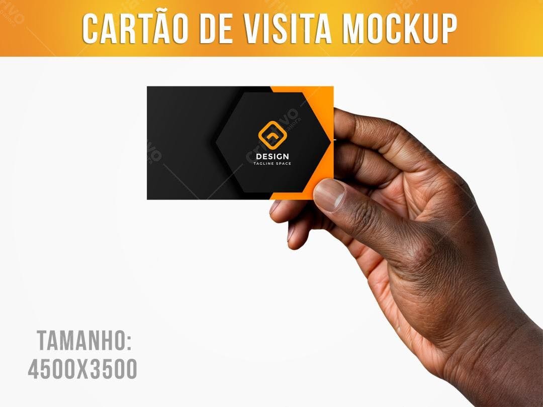 Mockup Cartão de Visita Preto e Laranja: Design Moderno