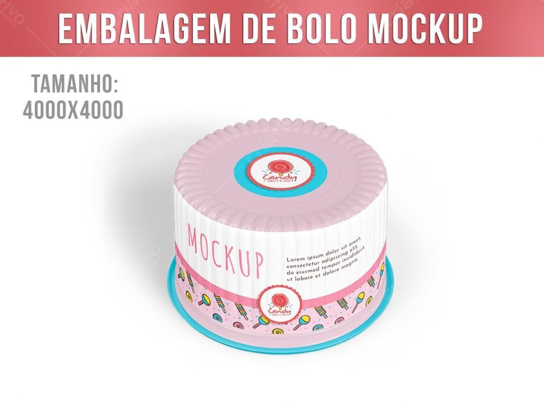 Mockup Embalagem Bolo: Rosa, Azul e Desenhos Infantis
