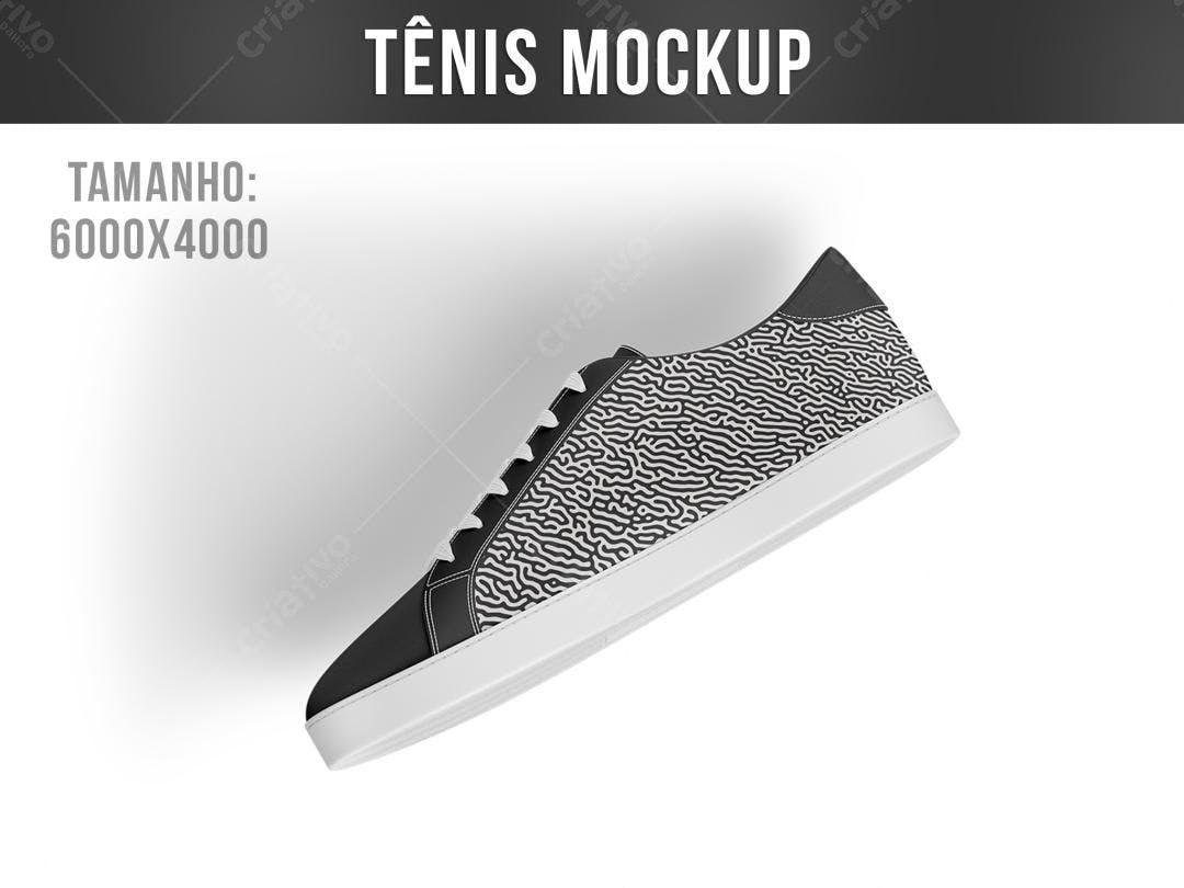 Mockup Tênis Estilo Minimalista Preto e Branco