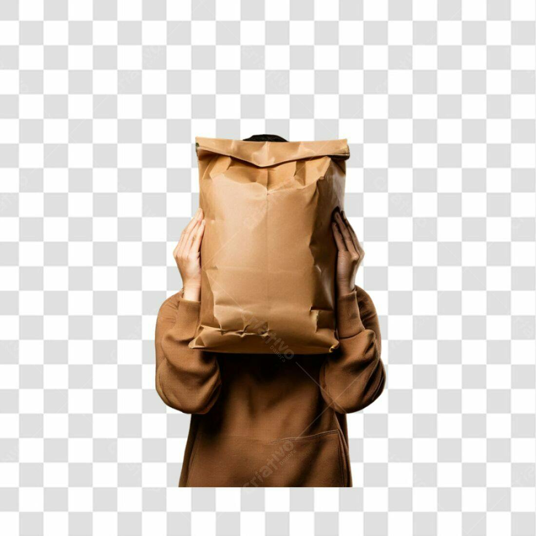 Imagem PNG com fundo transparente Pessoa com saco de papel na cabeça