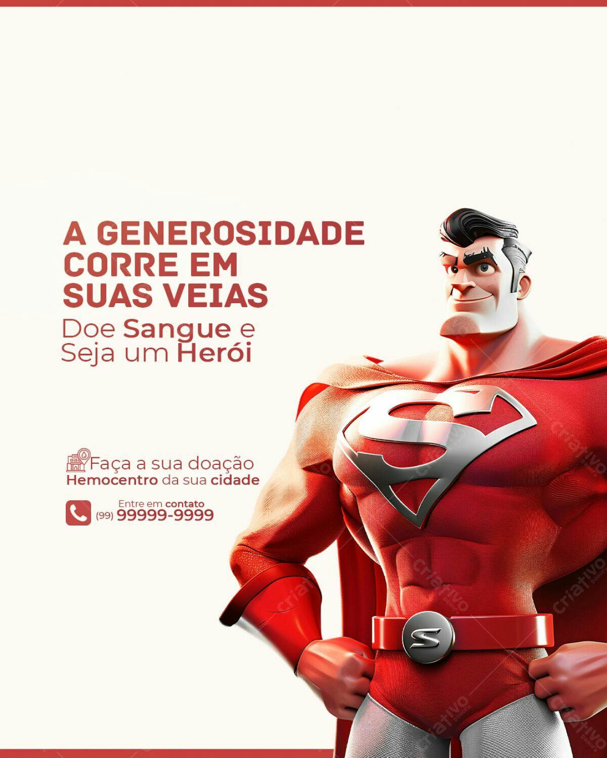 Flyer Doe Sangue Seja Herói PSD Editável