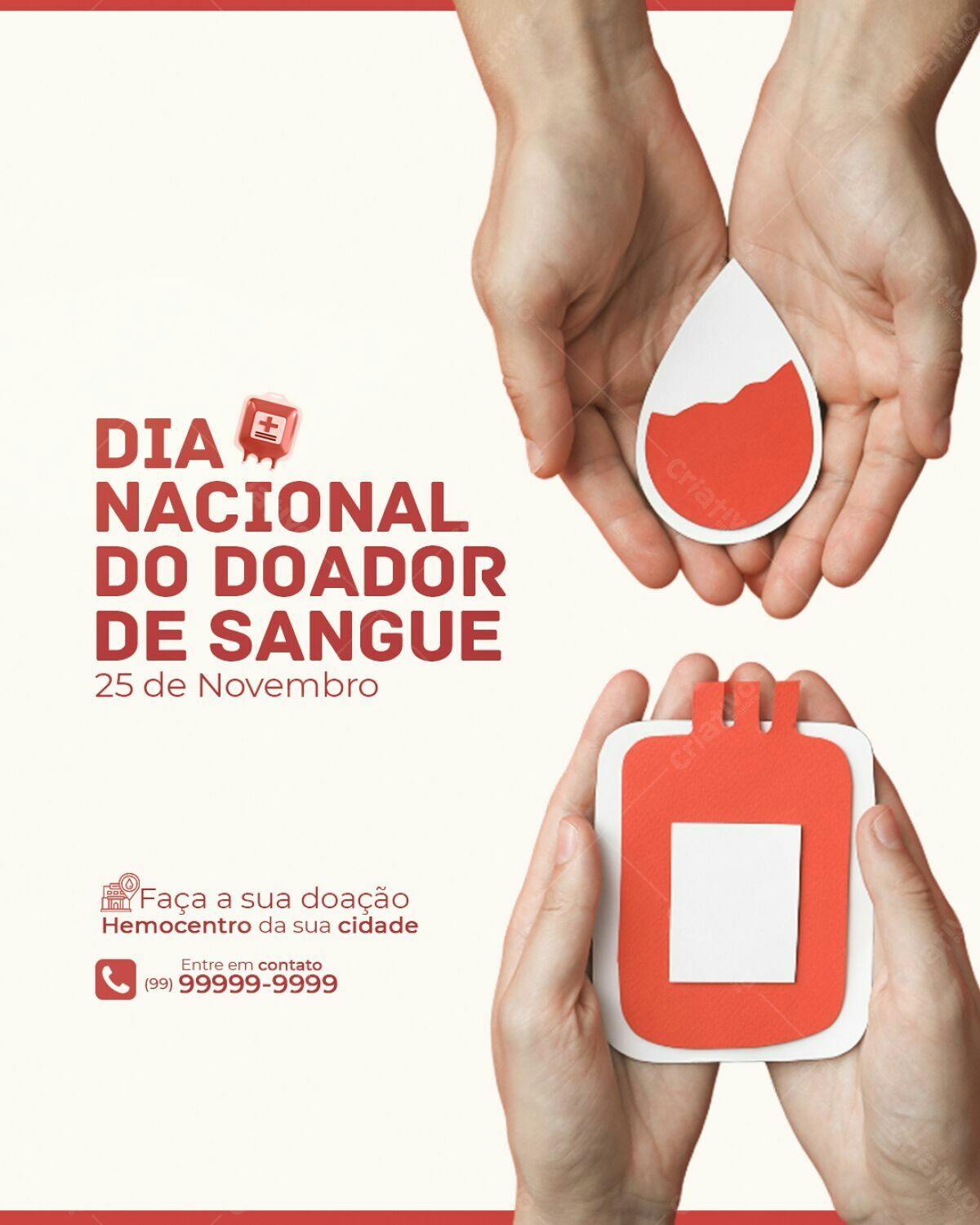 Flyer Dia Nacional do Doador de Sangue PSD Editável