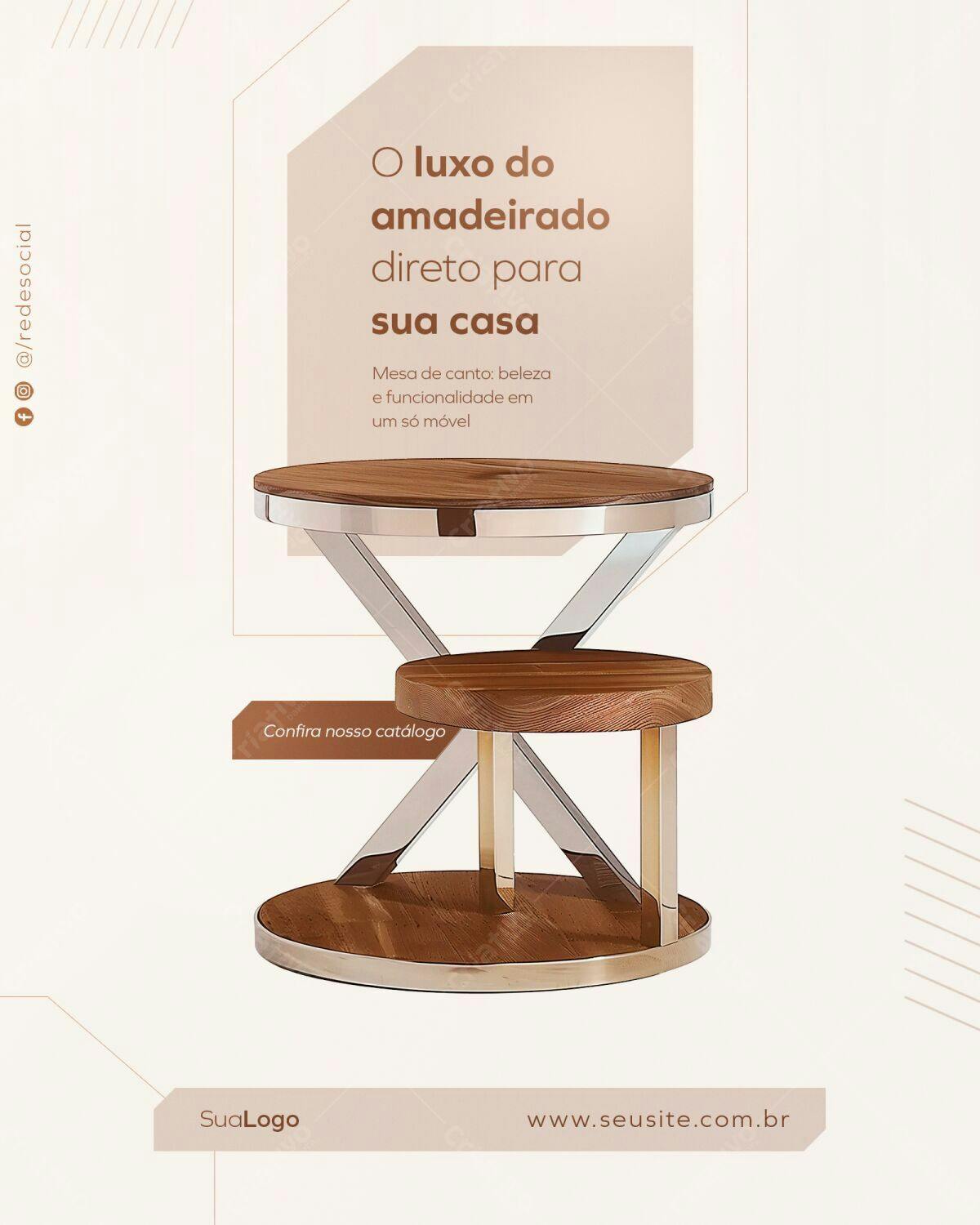 PSD Mesa de Canto para Decoração Moderna PSD Editável