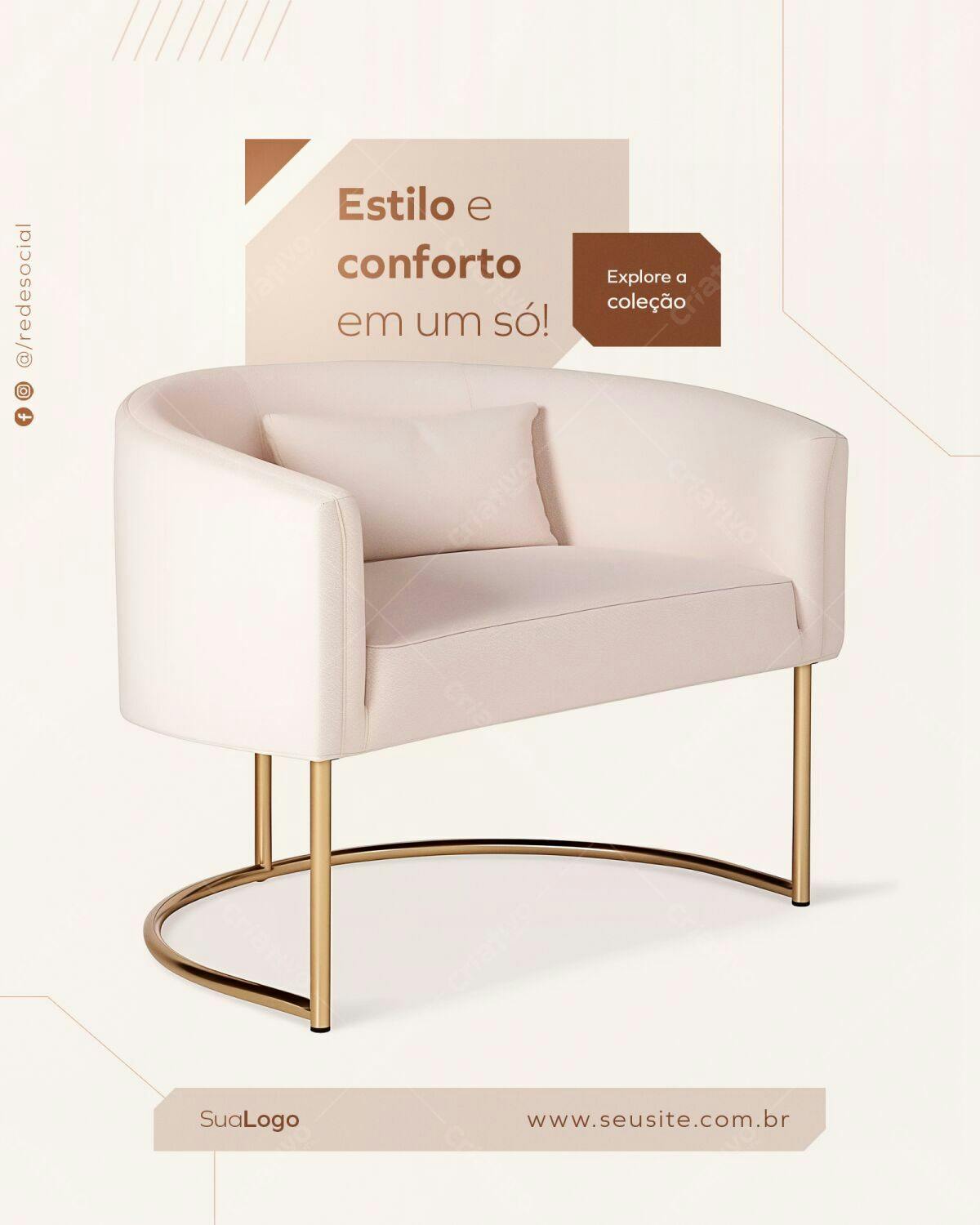 Post para Redes Sociais Móveis com Poltrona PSD Editável