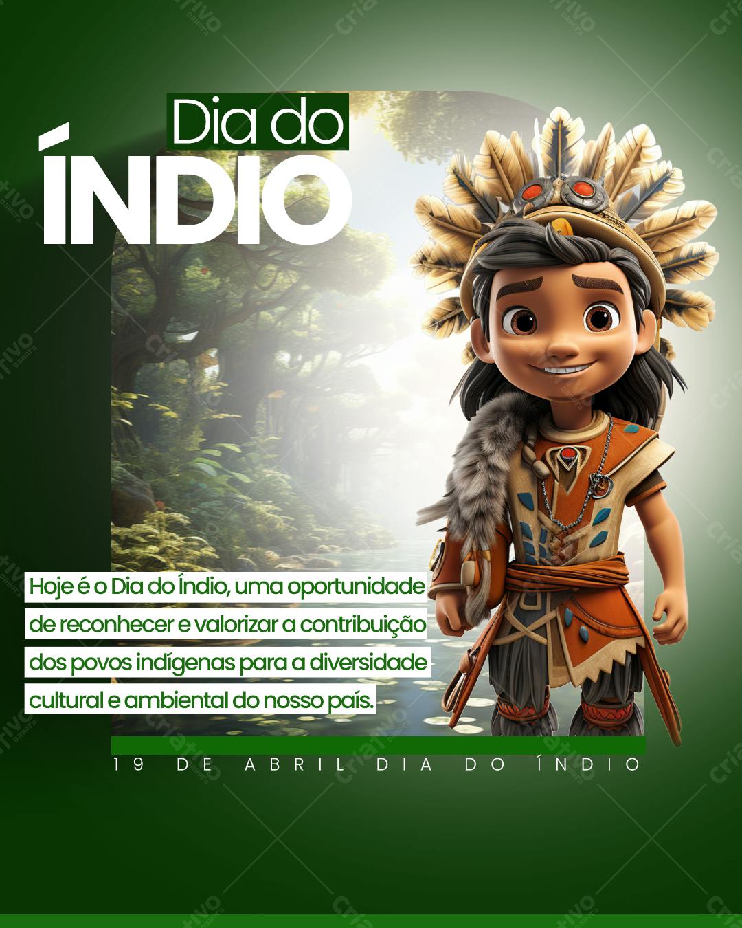 Post para Dia do Índio PSD Editável
