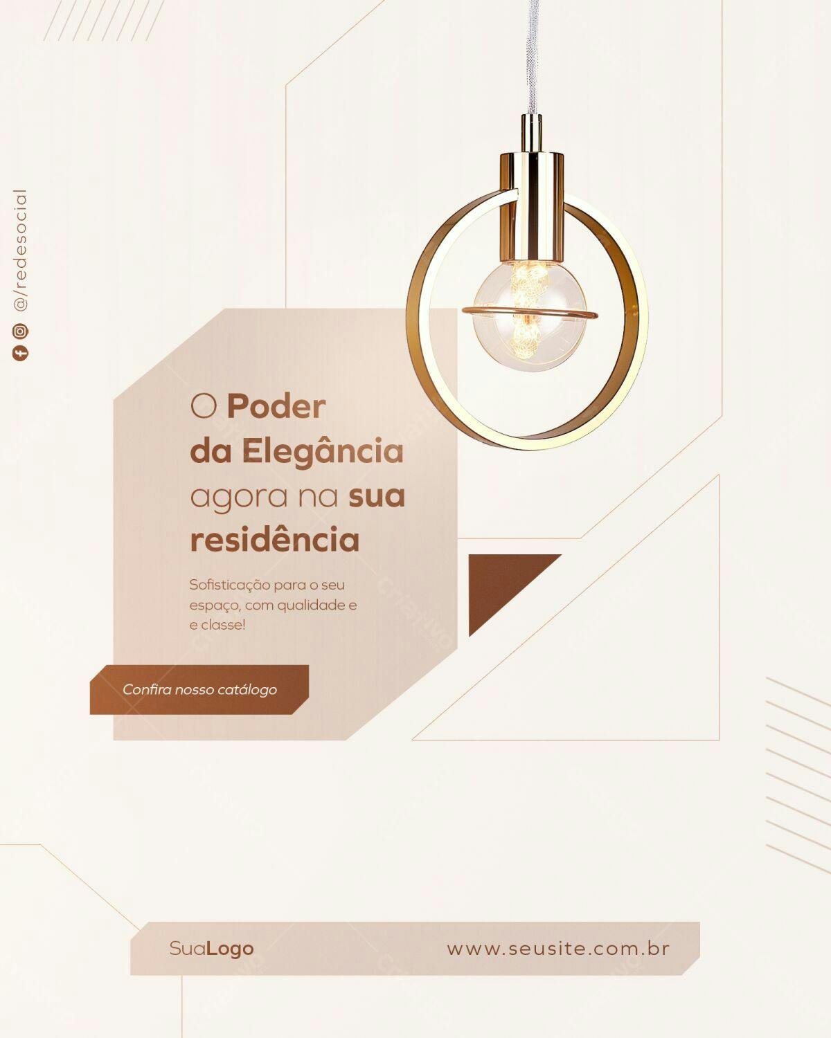 Post para Redes Sociais Iluminação Residencial PSD Editável