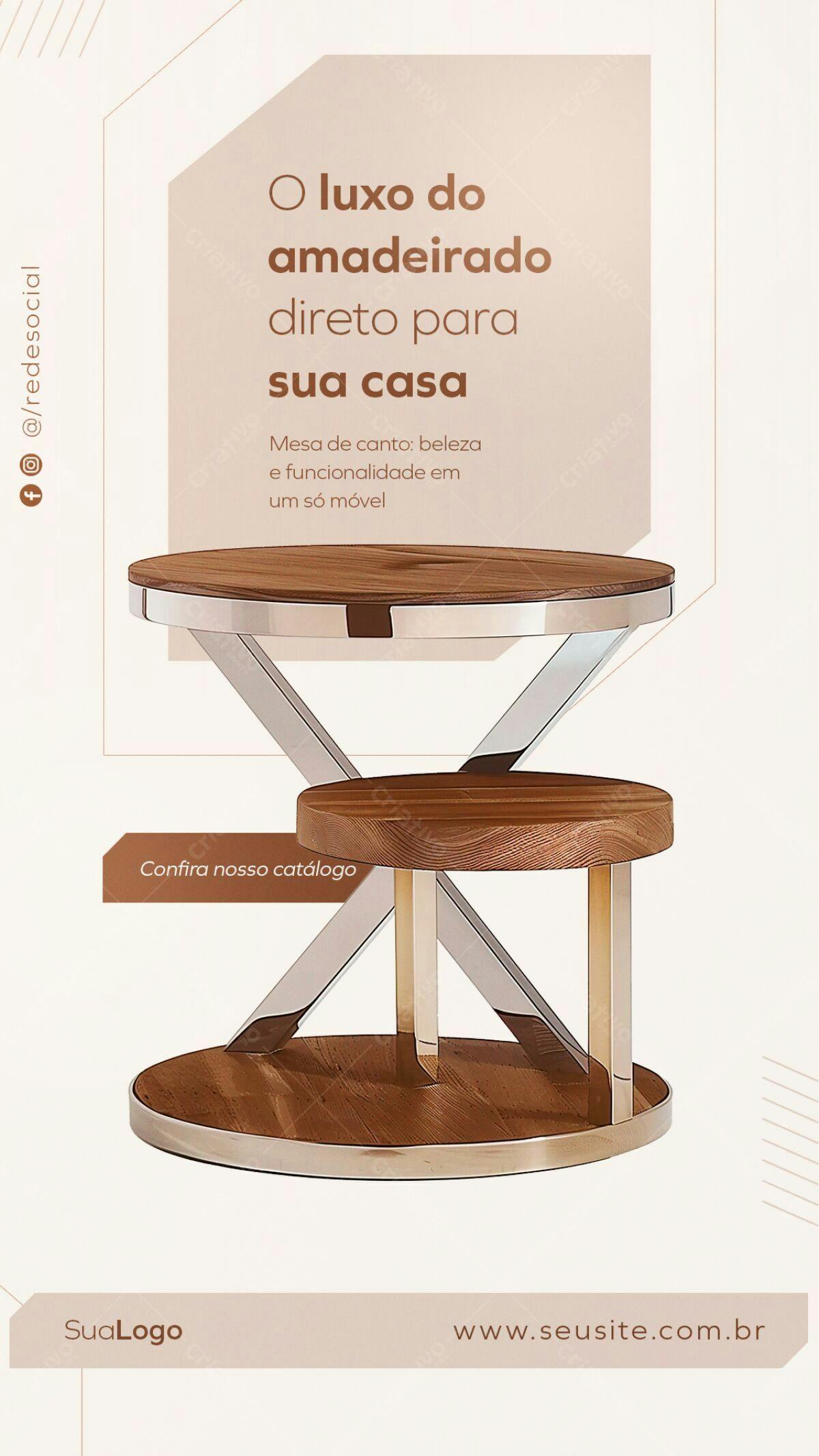 PSD Mesa de Canto Moderna para Decoração de Casa PSD Editável