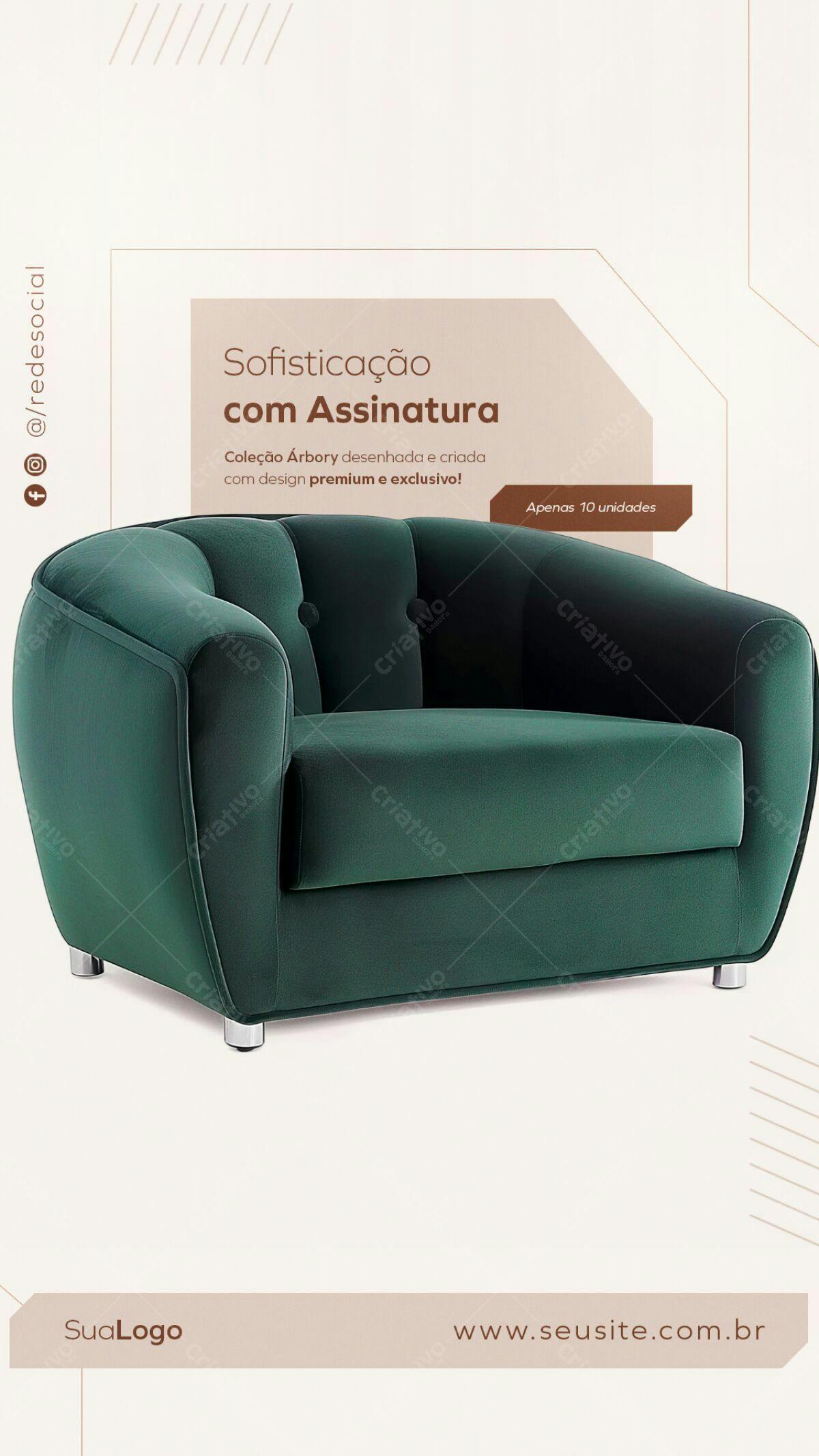 PSD para Divulgação de Móveis de Luxo Verde-Escuro Editável