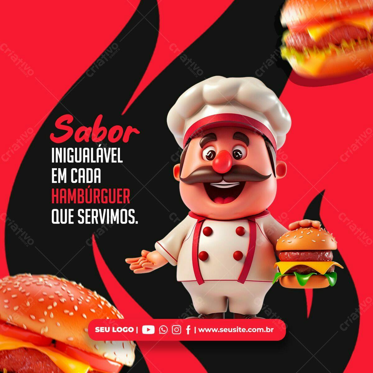 Post para Hamburgueria PSD Editável