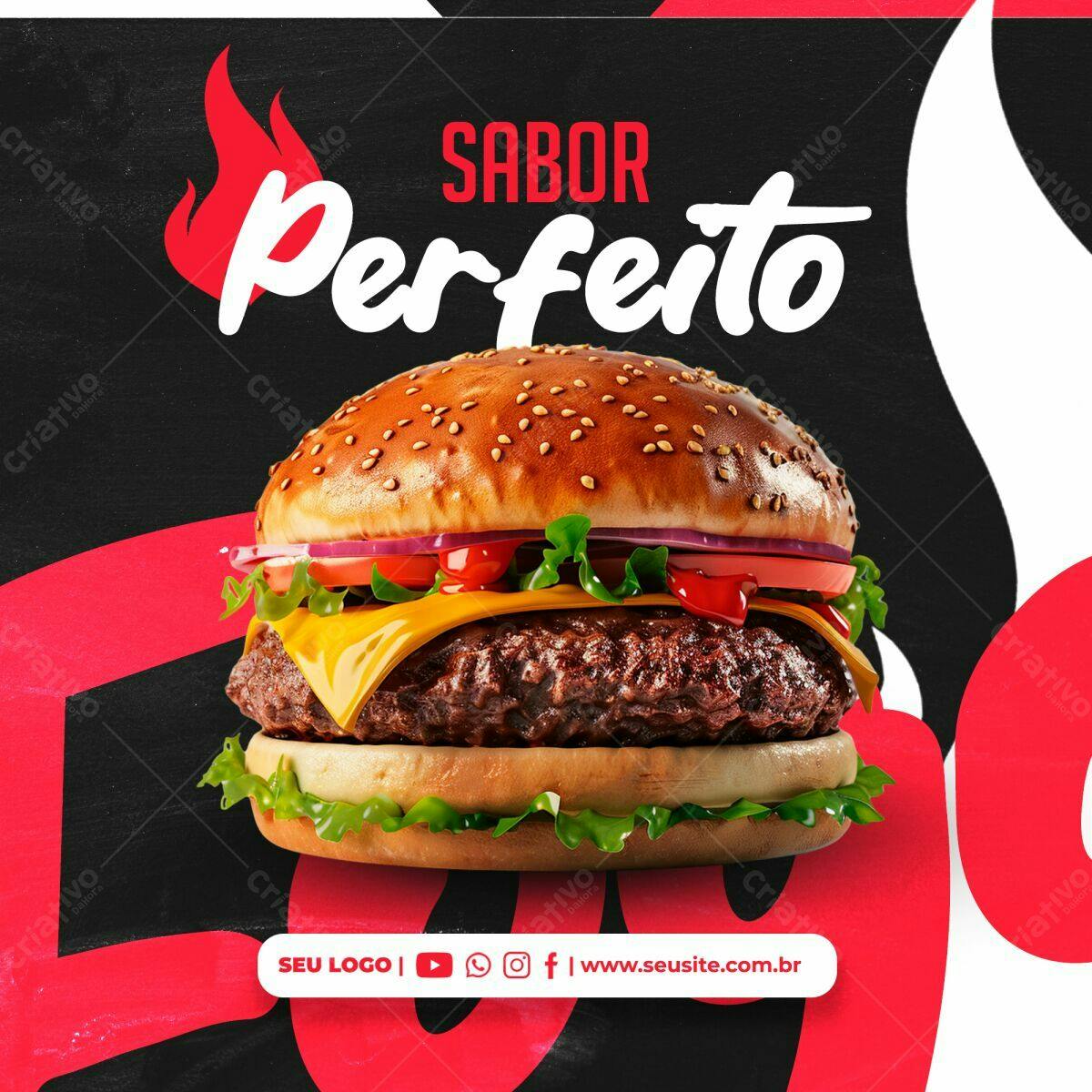 Post para Hamburgueria PSD Editável