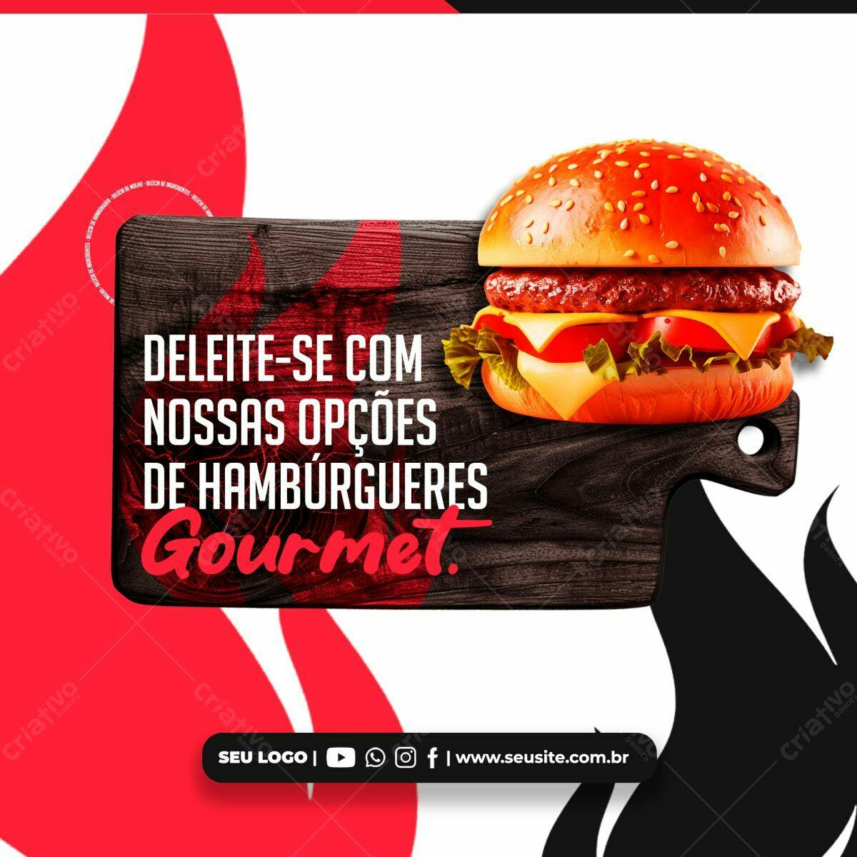 Post para Hamburgueria Gourmet PSD Editável