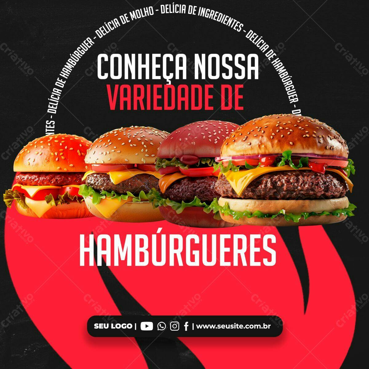 Post para Hamburgueria PSD Editável