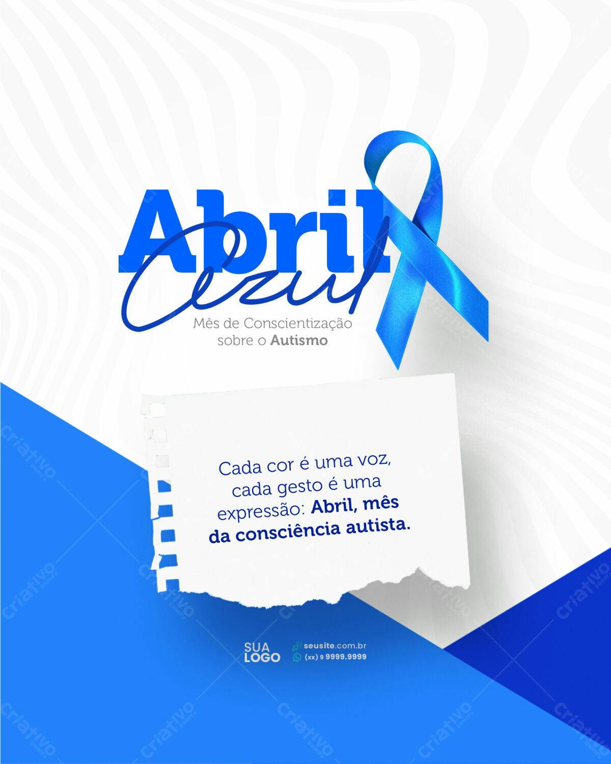 Flyer Abril Azul - Conscientização Autismo PSD Editável