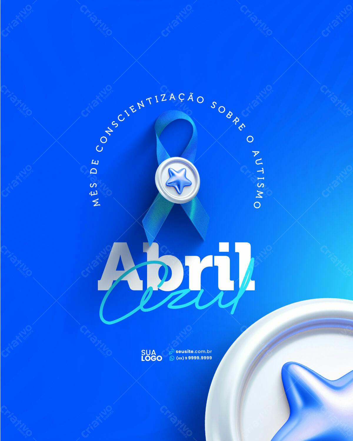 Flyer Abril Azul - Conscientização Autismo PSD Editável