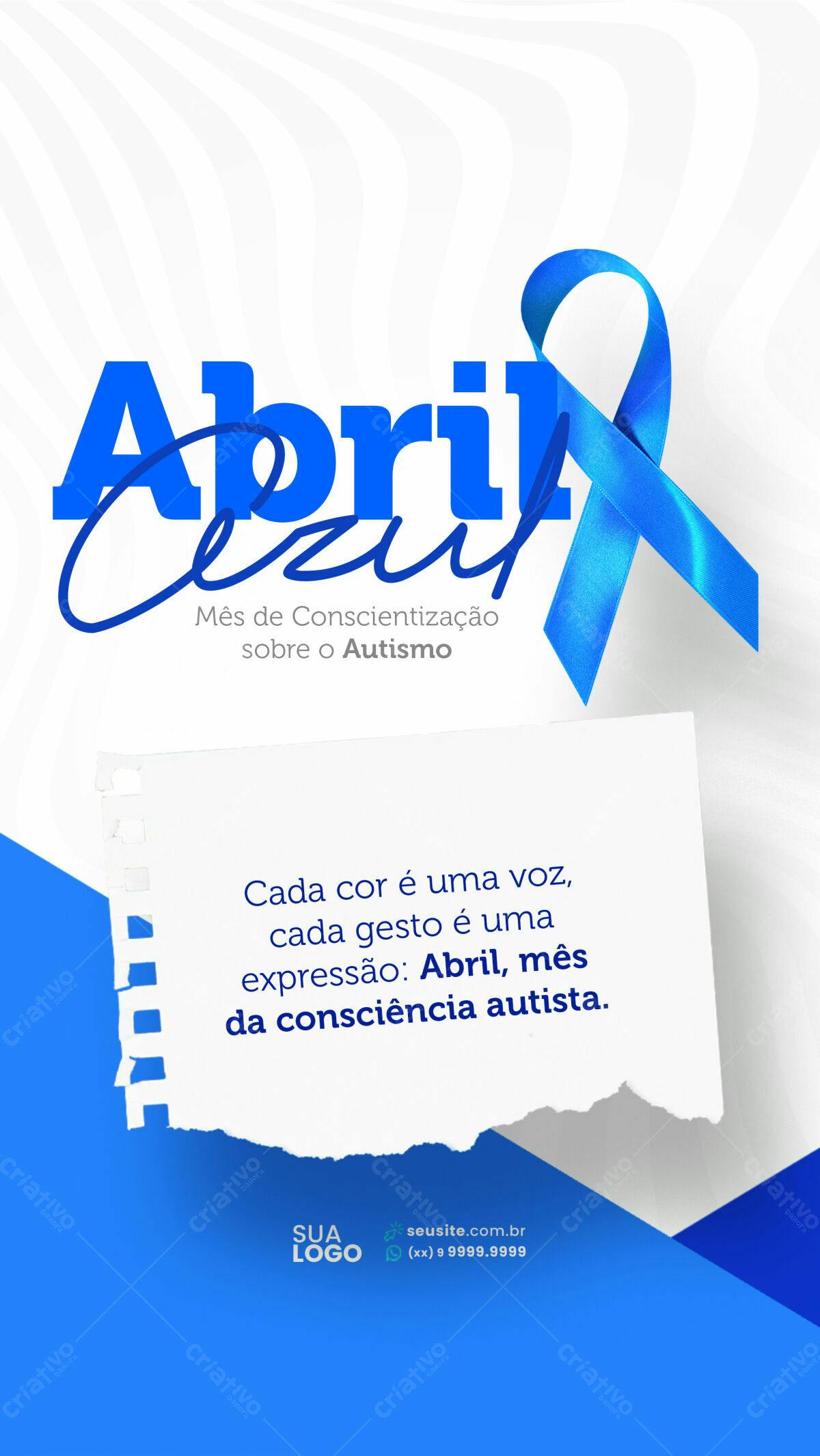 Flyer Abril Azul Conscientização Autismo PSD Editável