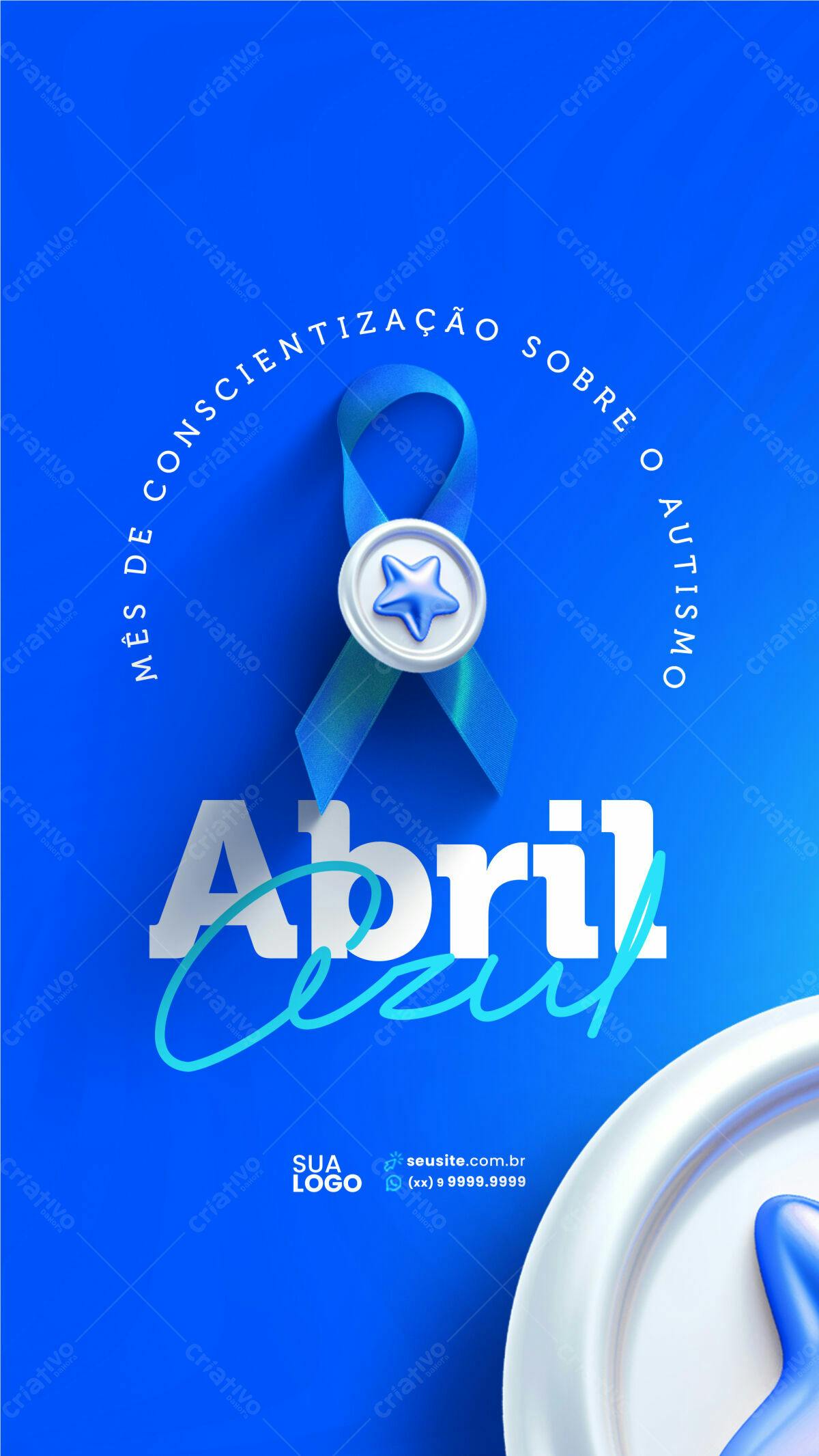 Flyer Abril Azul - Conscientização Autismo PSD Editável