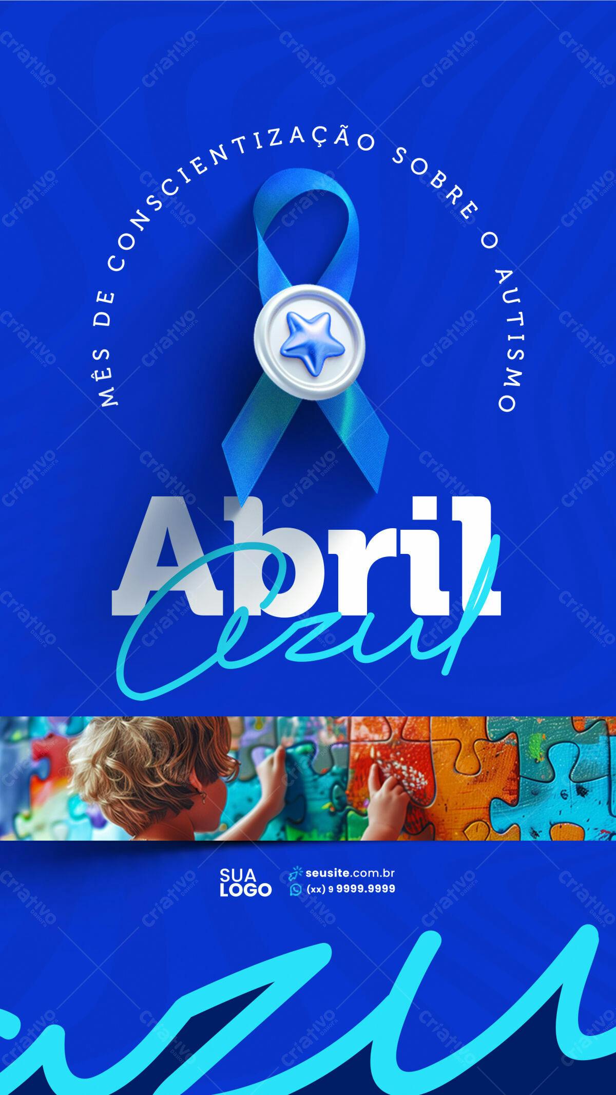 Flyer para Conscientização do Autismo PSD Editável