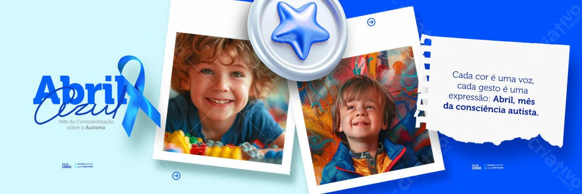 Banner Abril Azul - Conscientização Autismo PSD Editável