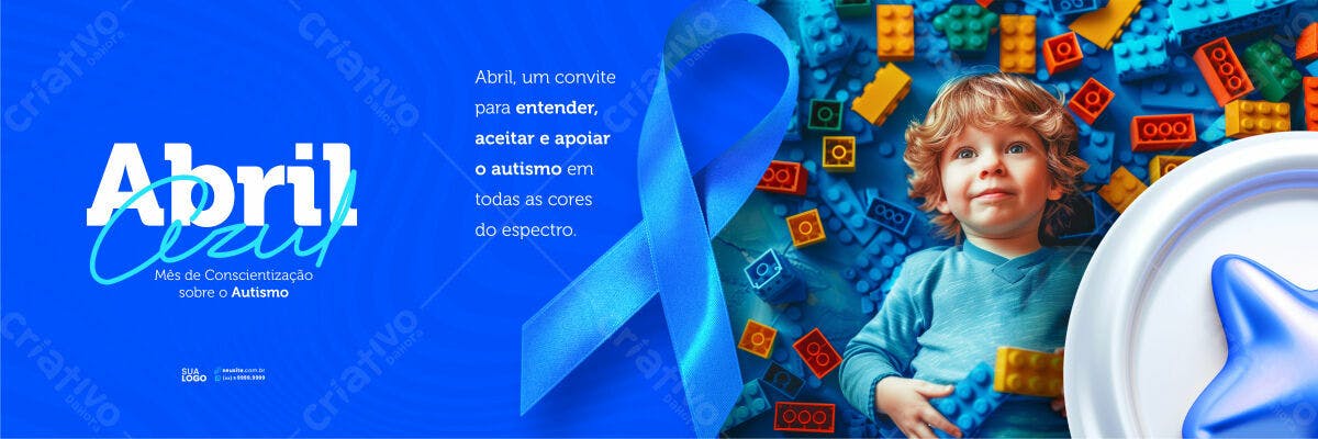 Banner Abril Azul - Conscientização Autismo PSD Editável