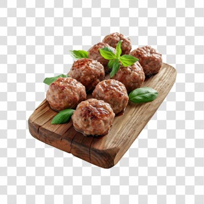 Imagem Açougue   Almôndegas Frescas Com Tábua De Madeira Rústisca E Fundo Transparente (10)
