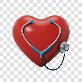 Coração 3d dia da saúde png transparente