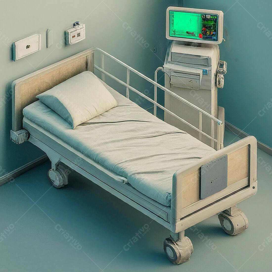Leito hospitalar vazio quarto médico