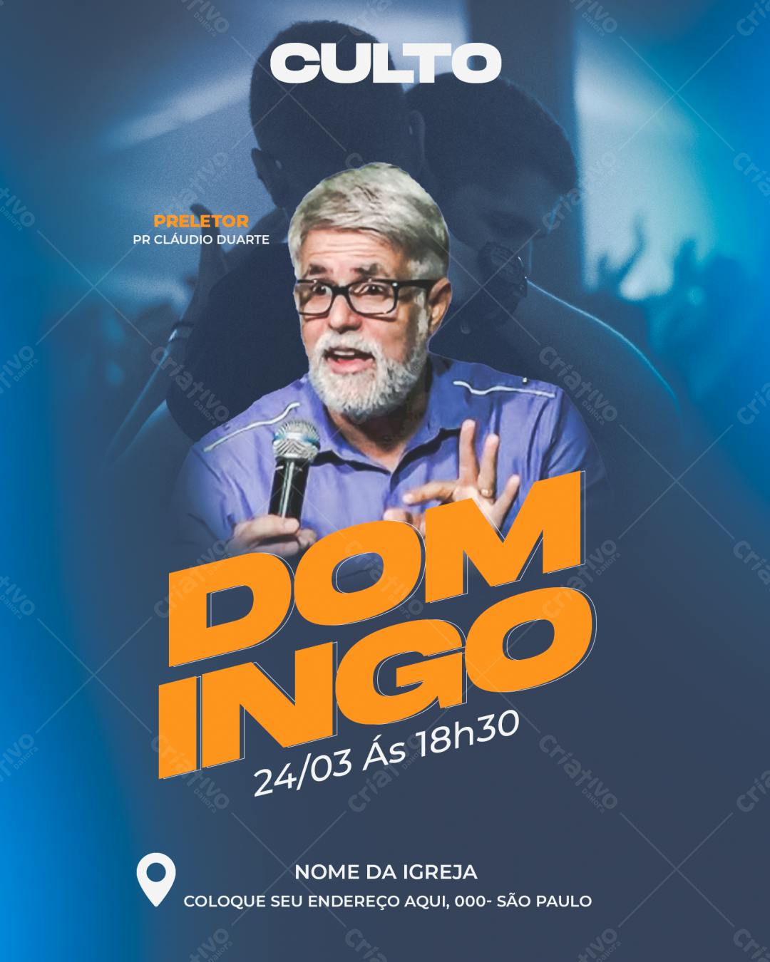 Flyer para Culto Dominical PSD Editável