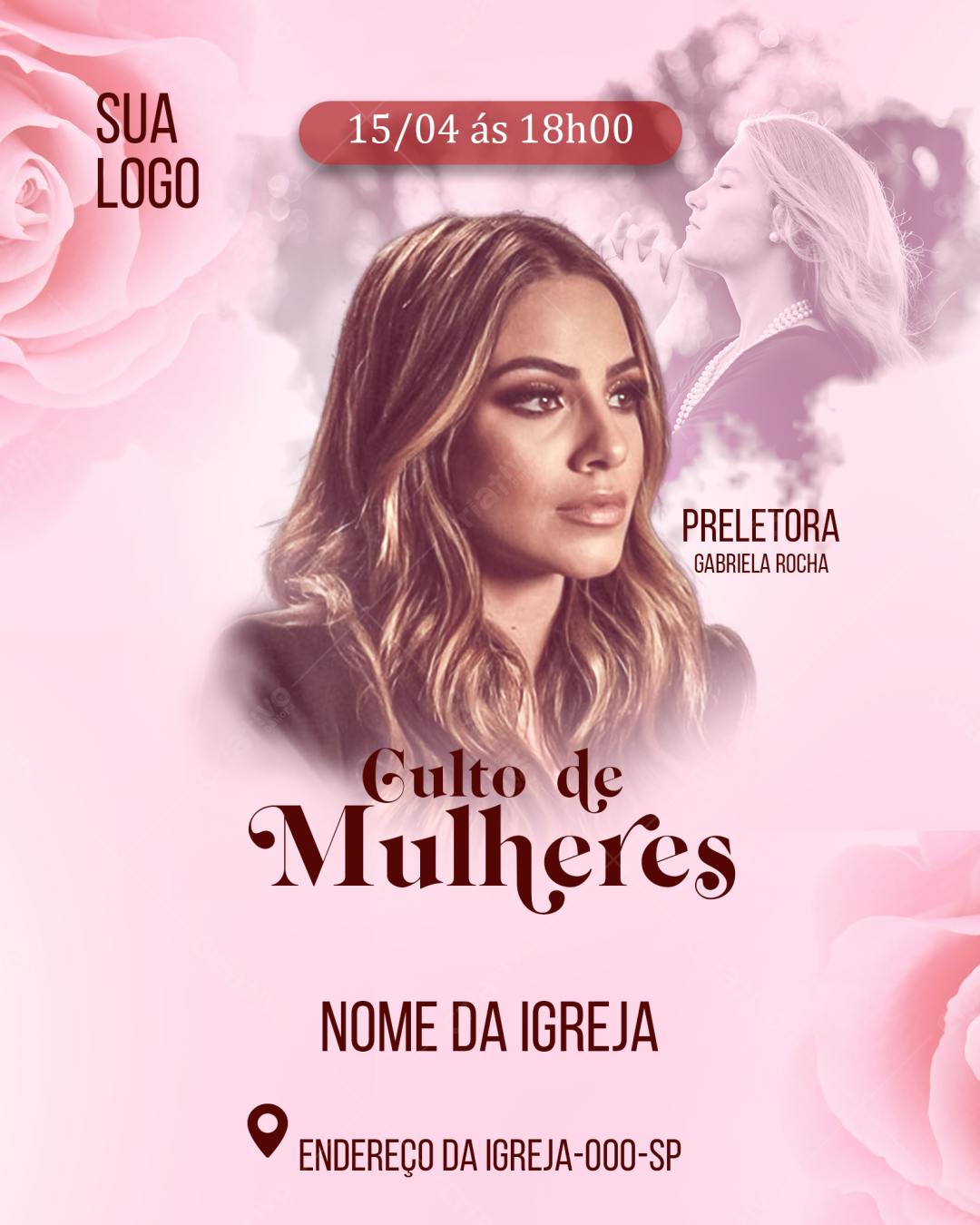 Flyer para Culto de Mulheres PSD Editável