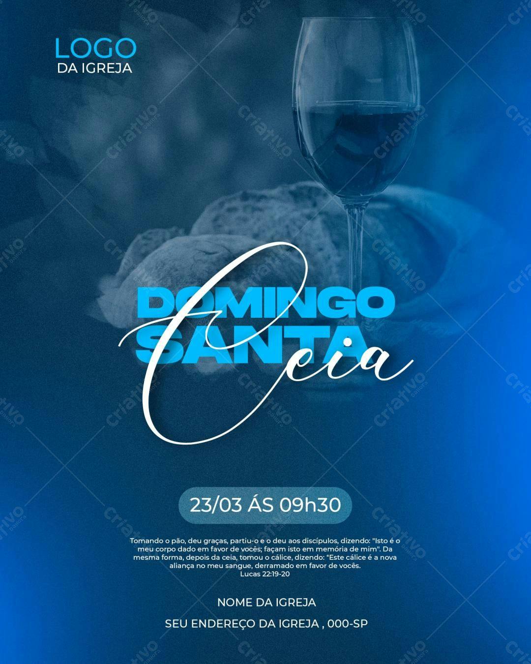 Flyer para Domingo de Santa Ceia PSD Editável