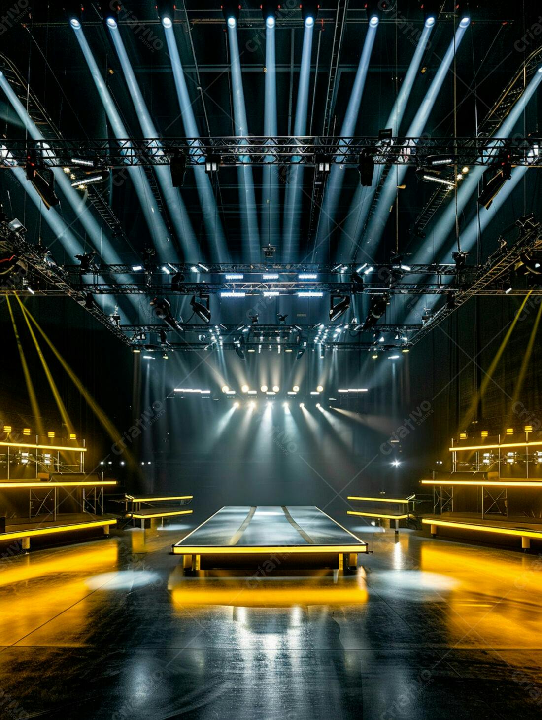 Palco iluminado com luzes de palco